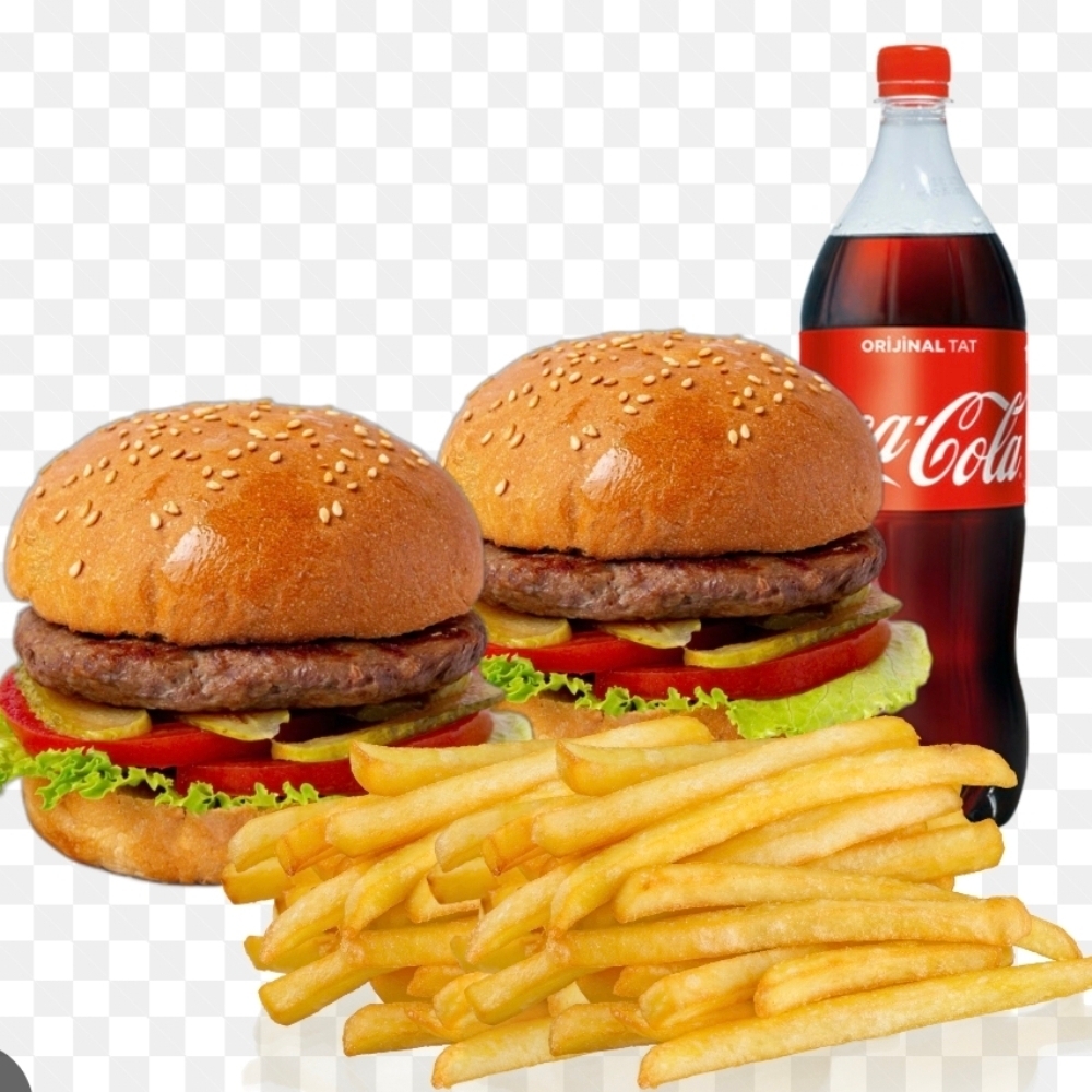2 Et hamburger /2 Patates kızartması/1lt kola