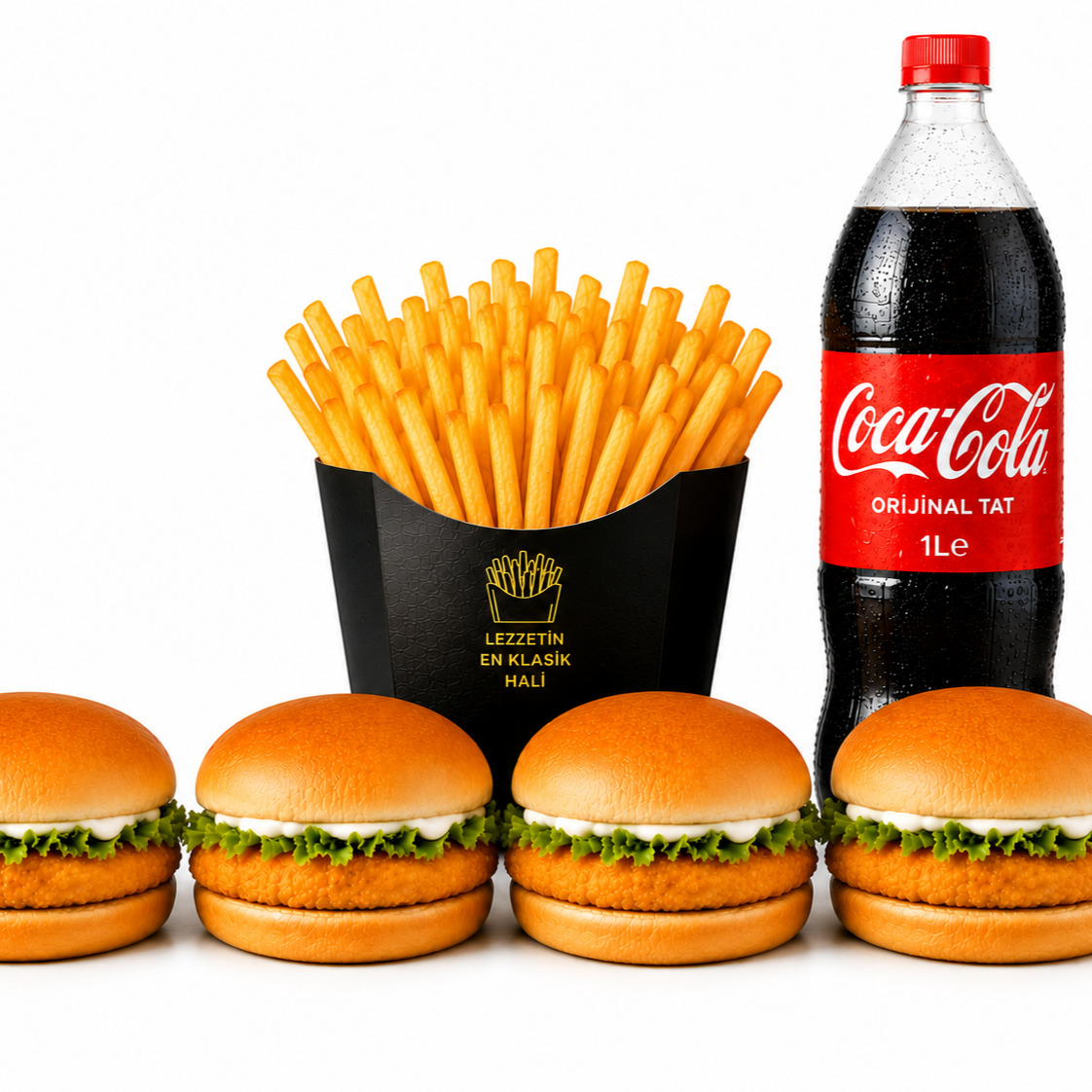 4 Lü Tavuk Burger Menü (Coca Cola)
