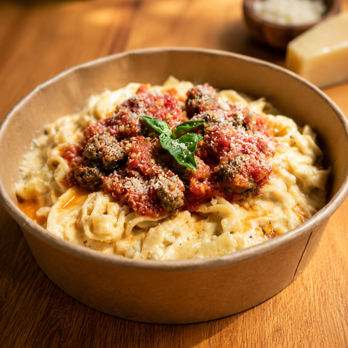 Köz Patlıcan ve Misket Köfteli Fettucini (Normal)