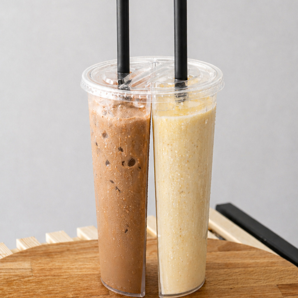 İkili Bardak Kahveli&Muzlu Smoothie (Protein Tozu İlaveli Seçenek)