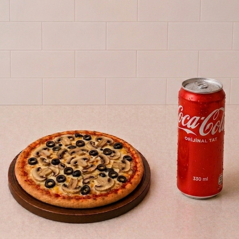 Küçük Boy Mantarlı Pizza & Kutu İçecek (330 Ml)