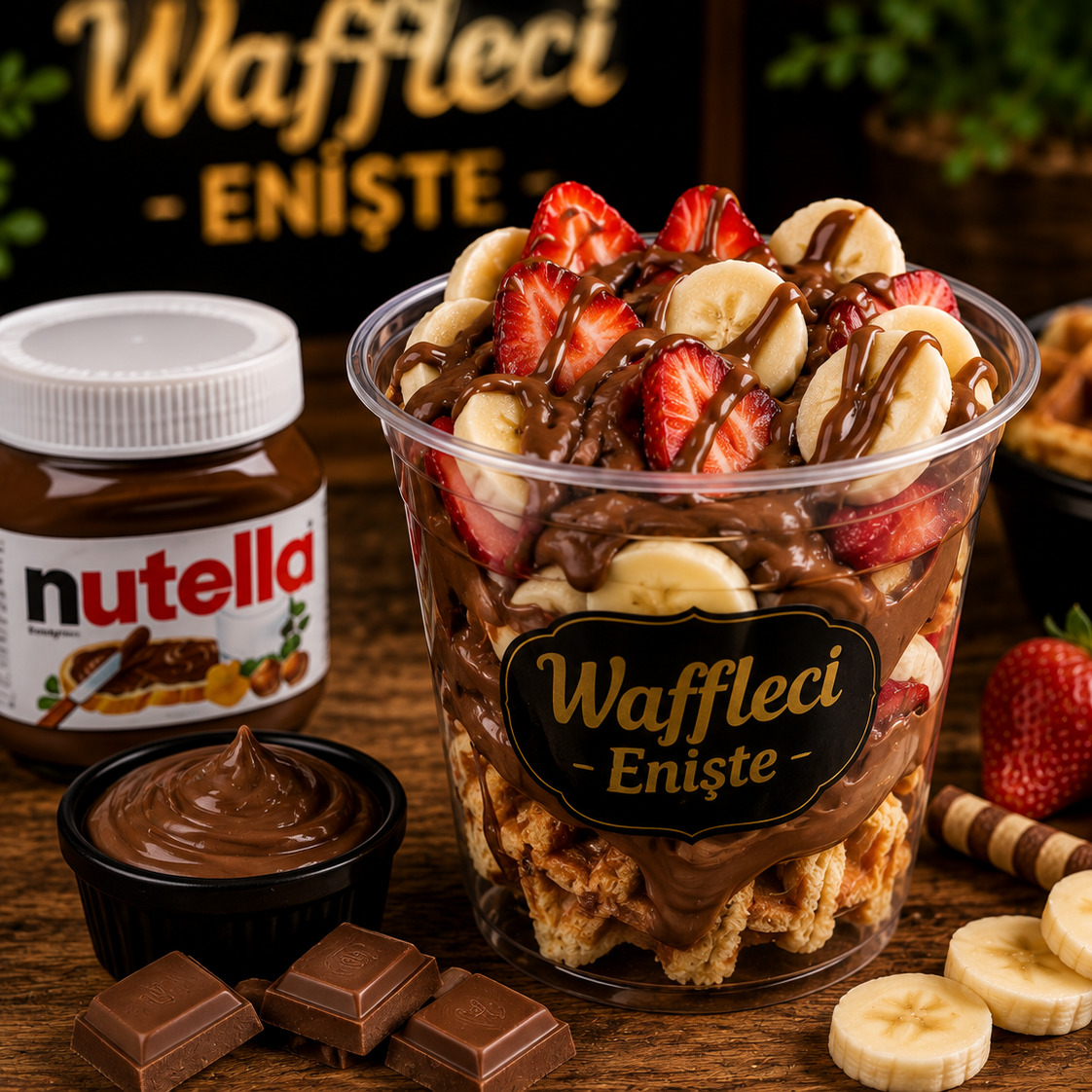 Nutellalı Bardak Waffle