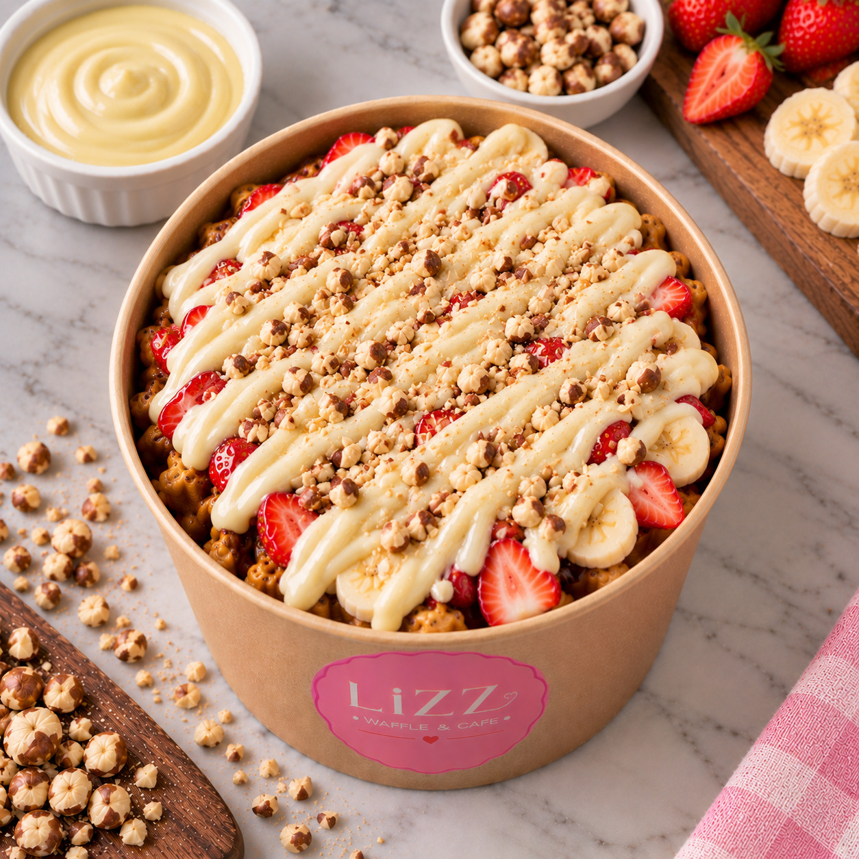 Lizz Beyaz Kova Waffle