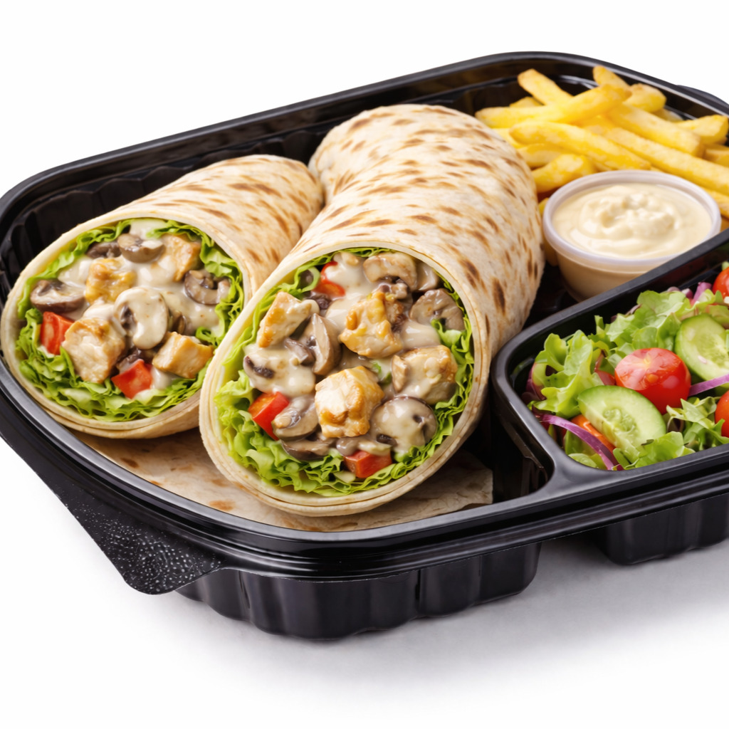 Acılı Kremalı Mantarlı Tavuklu Soteli Wrap