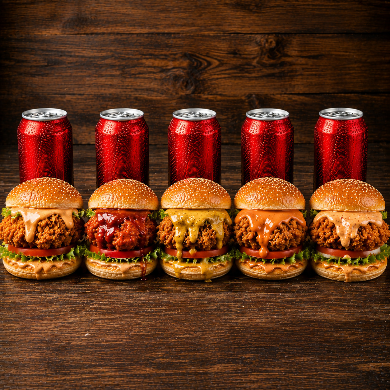 Tavuklu 5 Burger + 5 İçecek