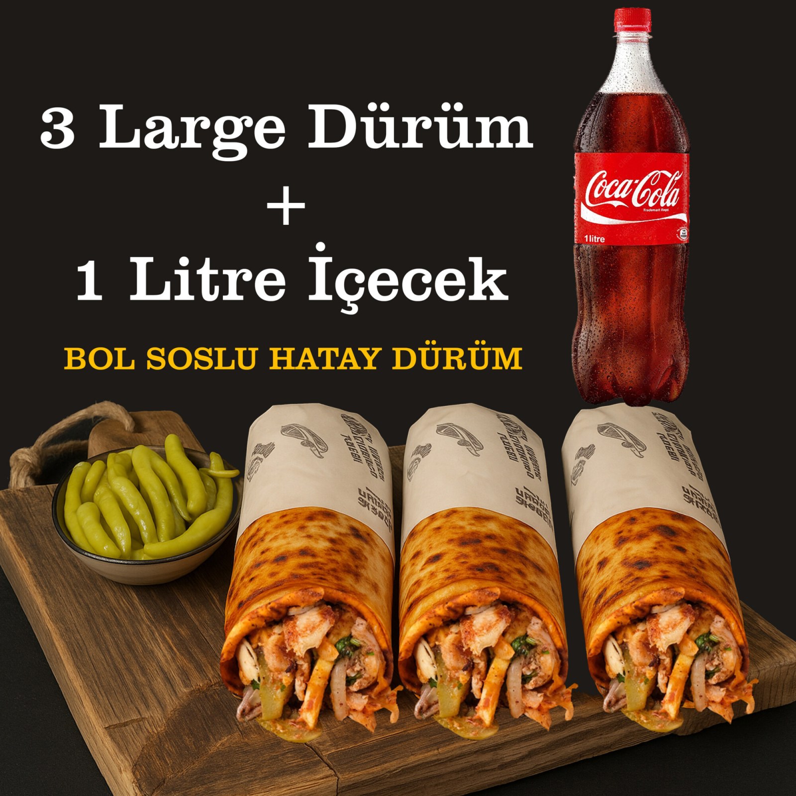 3'lü Derbi Menü ( Large ) + 1 Litre İçecek