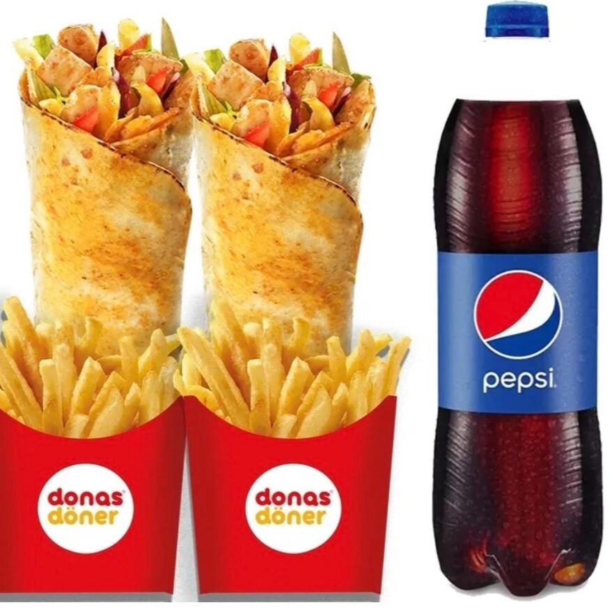 2 Adet Donas Tavuk Döner & (1 lt) Pepsi Menü