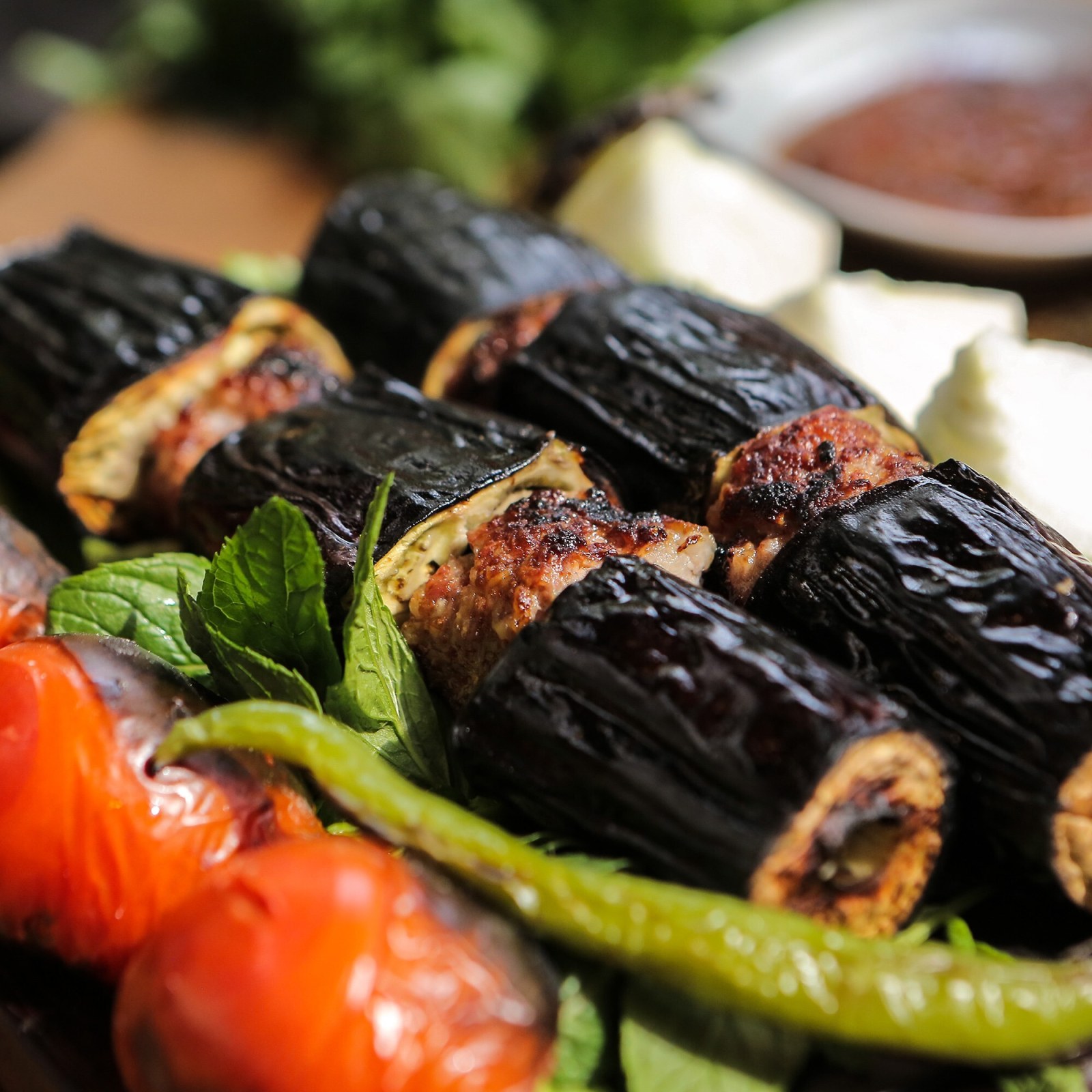Patlıcan Kebap + Çiğköfte + Salata