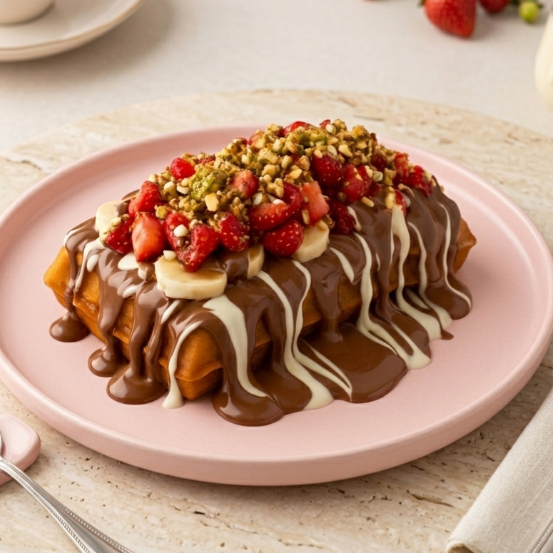 Garfield Muzlu ve Çilekli Waffle