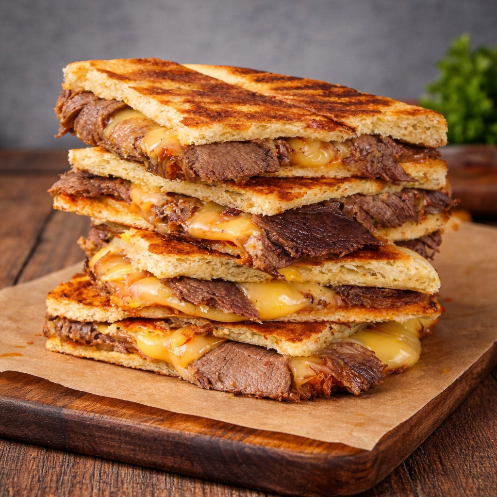 Kavurmalı Kaşarlı Bazlama Tost