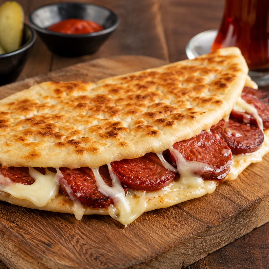 Bazlama Tost (Sucuklu Kaşarlı)