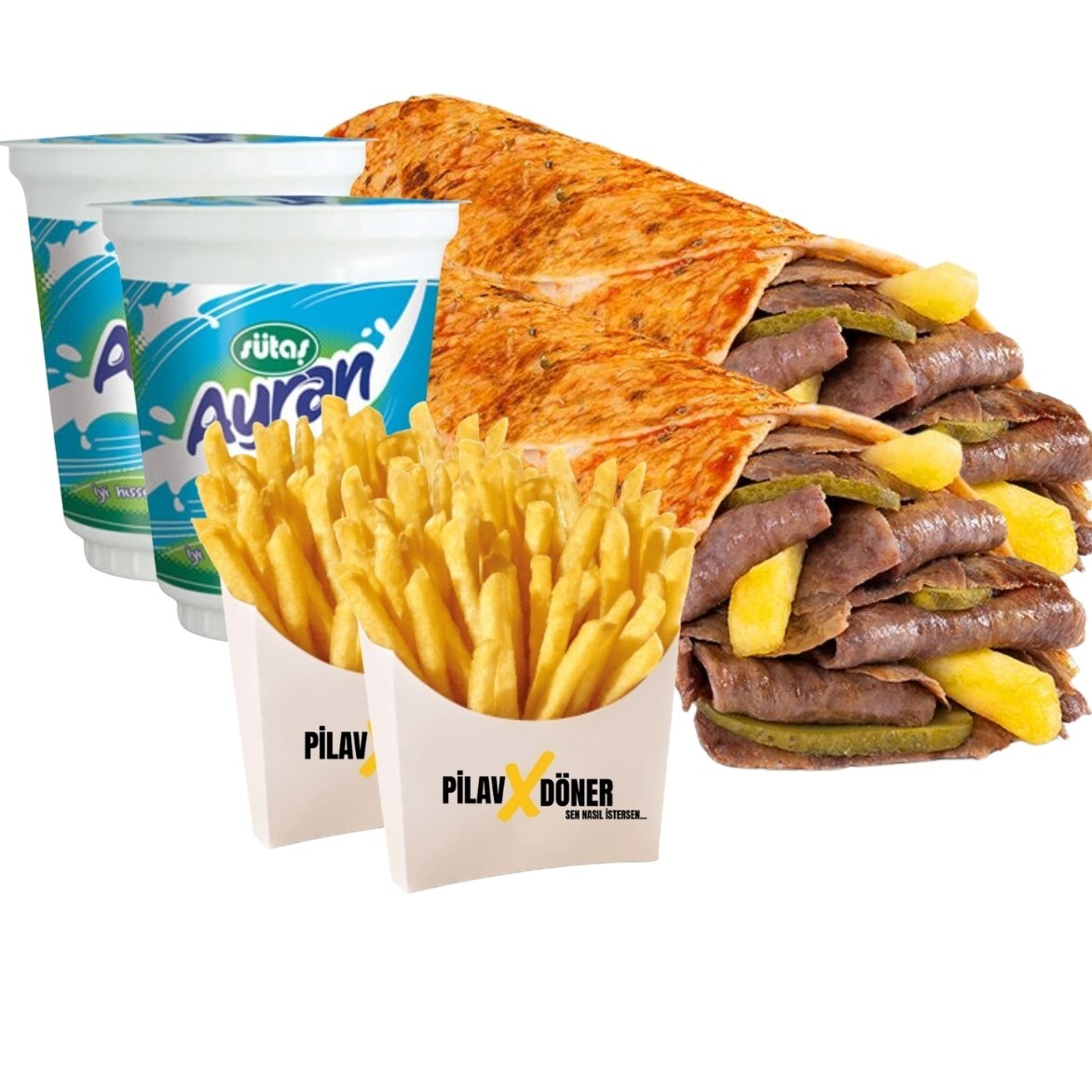 2'li Et Döner Dürüm Menü (XL)