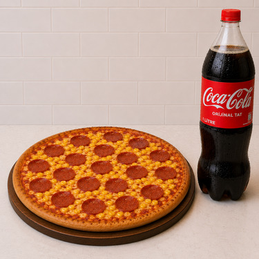 Büyük Boy Sucuk Mısır Pizza & 1 Lt İçecek