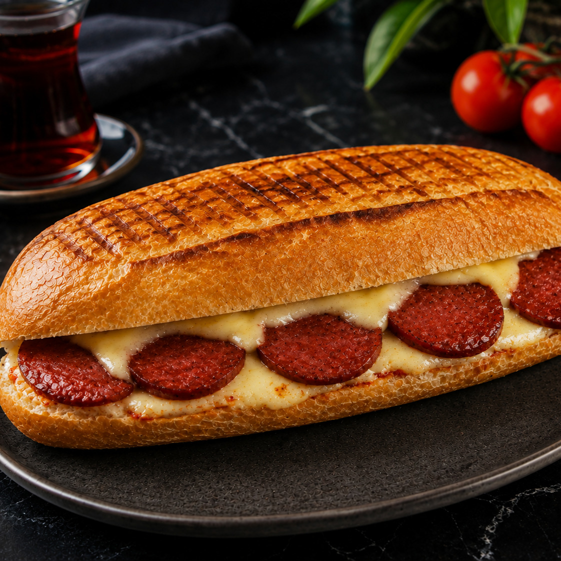 Tam Ekmek Sucuklu Kaşarlı Tost