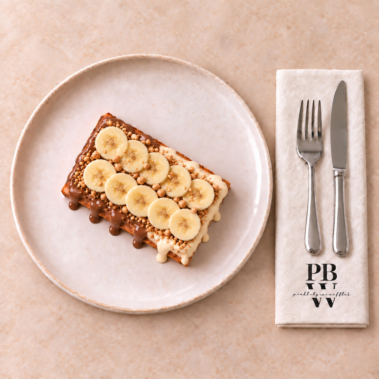 Sütlü & Beyaz Çikolatalı Muzlu Waffle (Tek Kişilik)