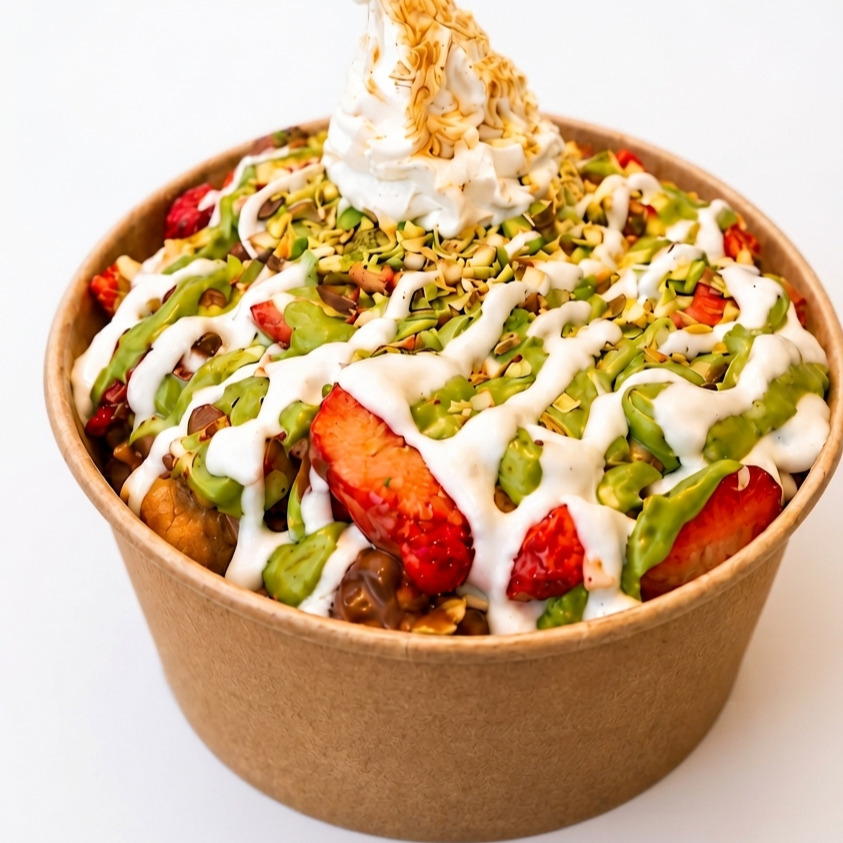 Antep Fıstığı ve Beyaz Sos Waffle (büyük kova)