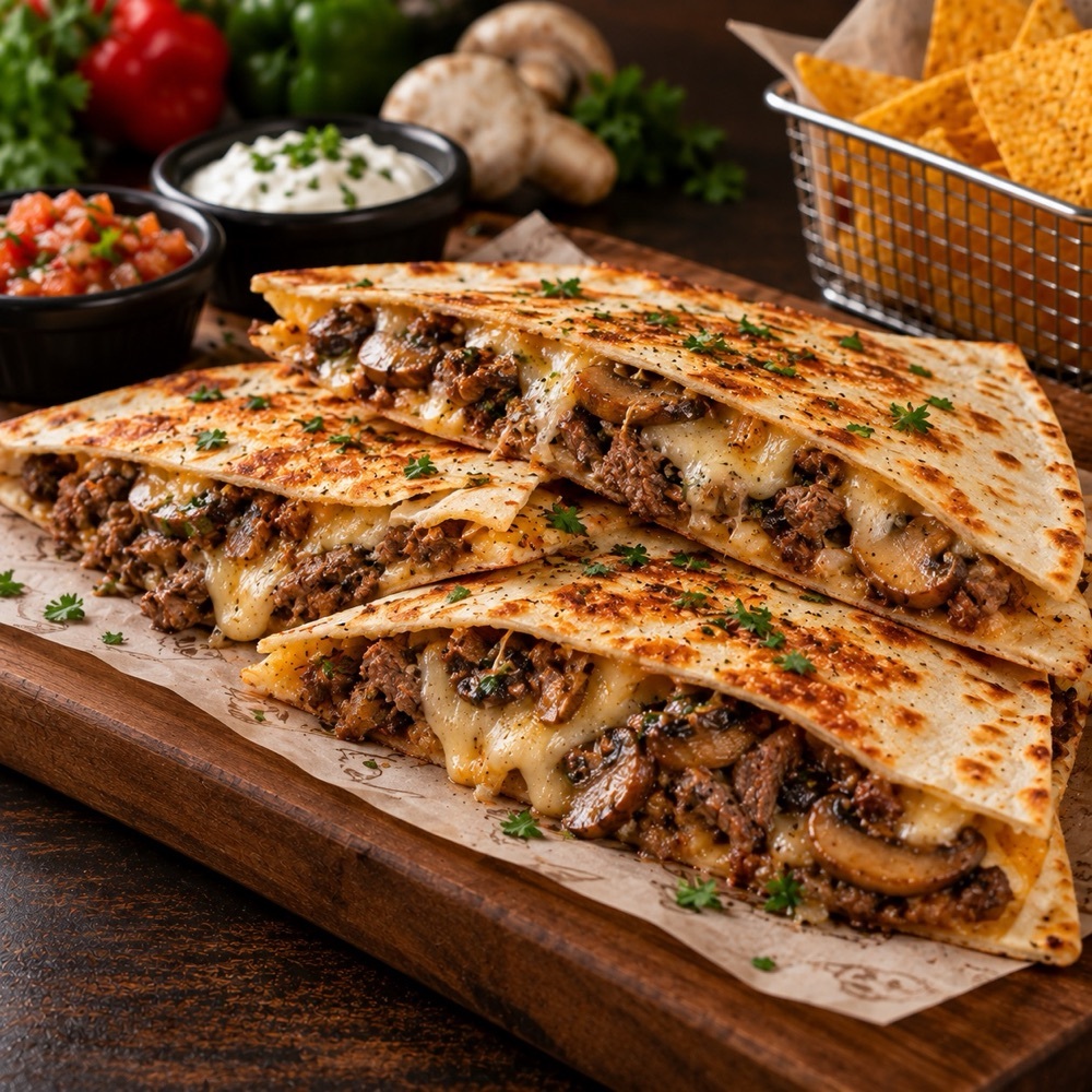 Tiftik Et ve Mantarlı Quesadilla