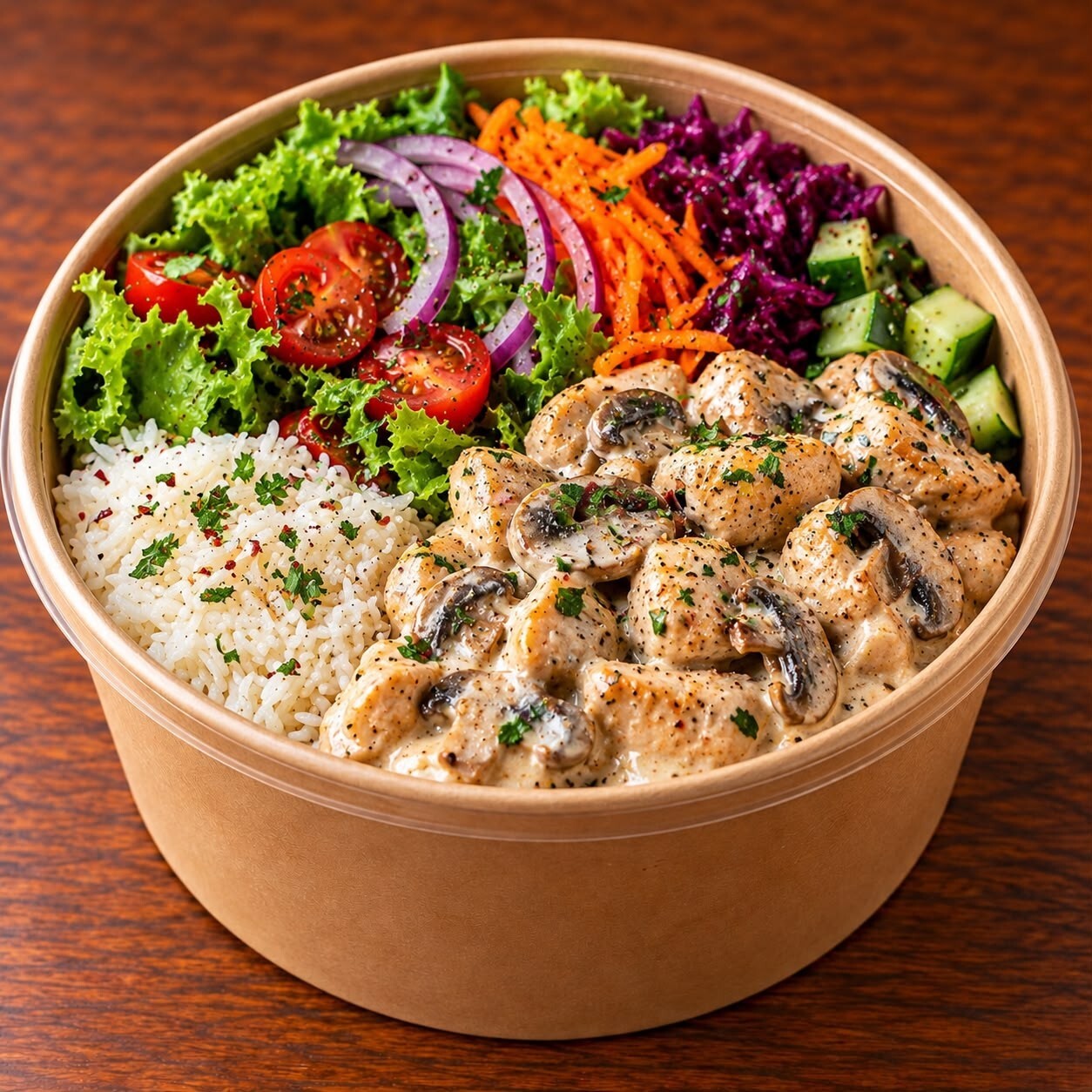 Mantarlı Tavuklu Kremalı Bowl