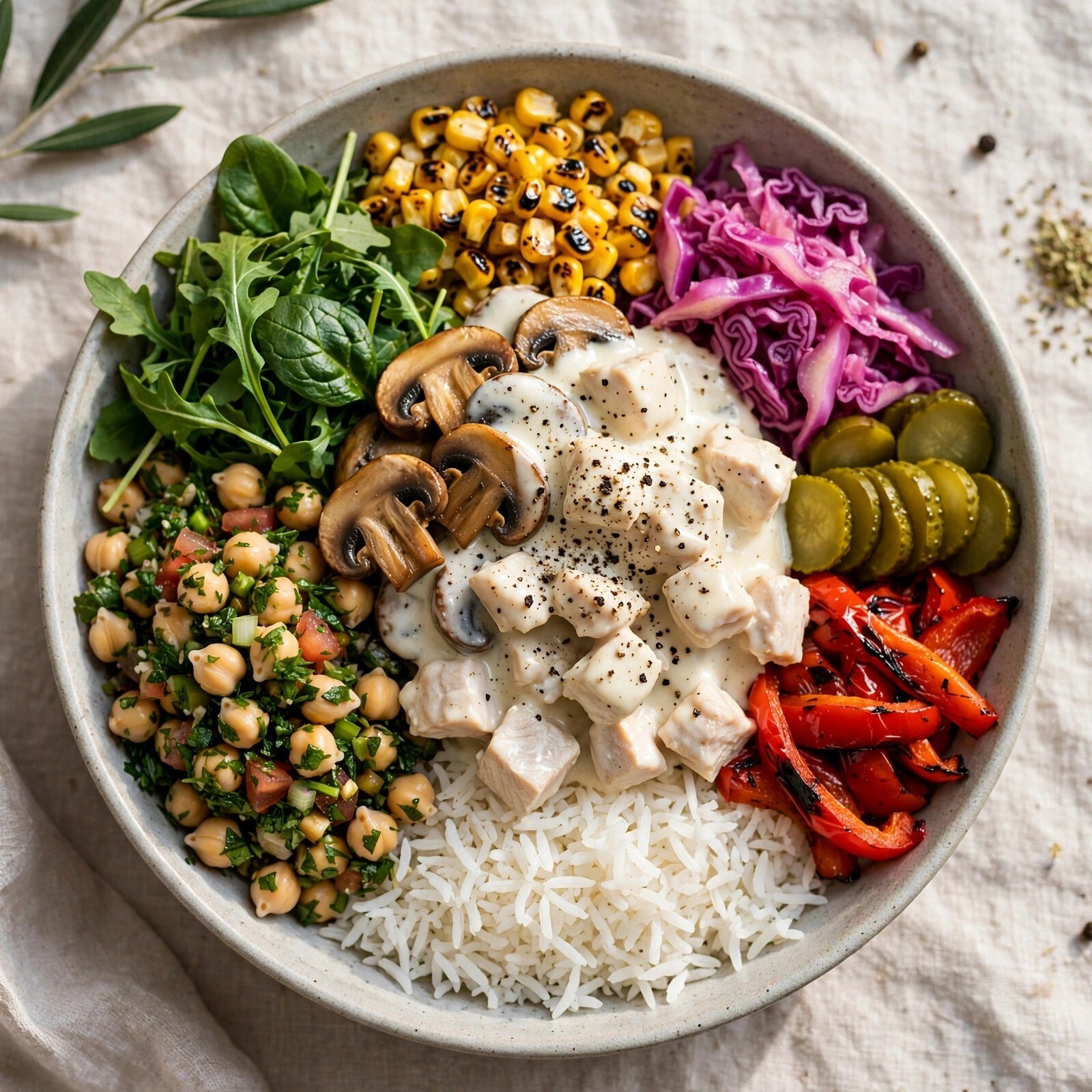 Krema Mantar Tavuk Bowl