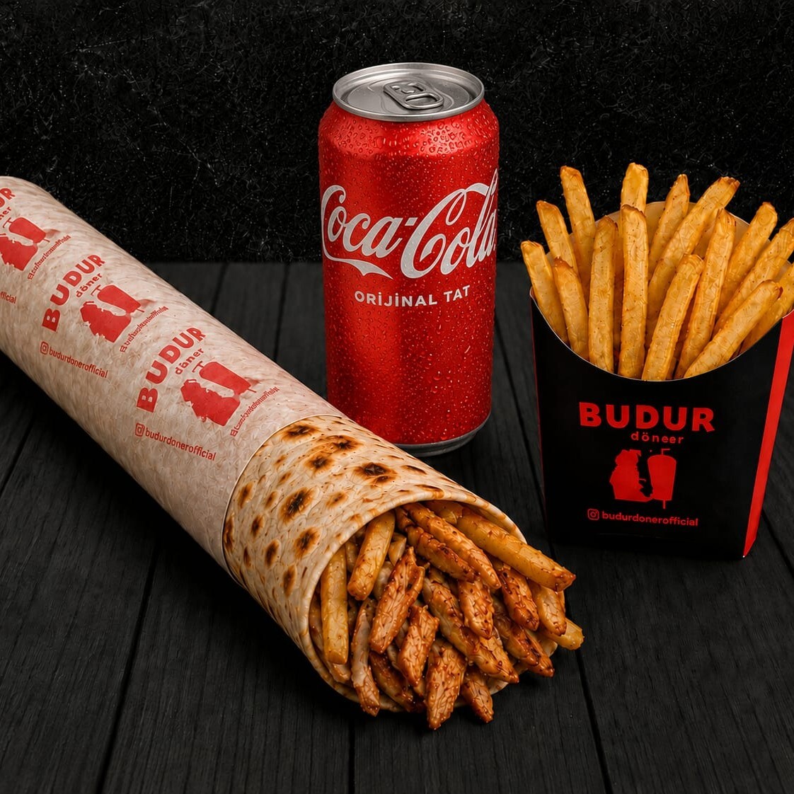 Menü Süperboy hatay usulü Soslu Döner (100 gr)-patates-kutu içecek