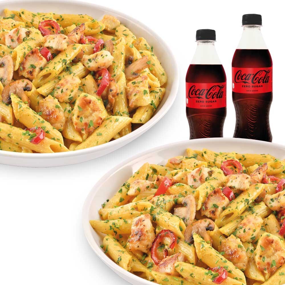 2 Körili Tavuklu Makarnam + 2 Adet İçecek (450 ml.)