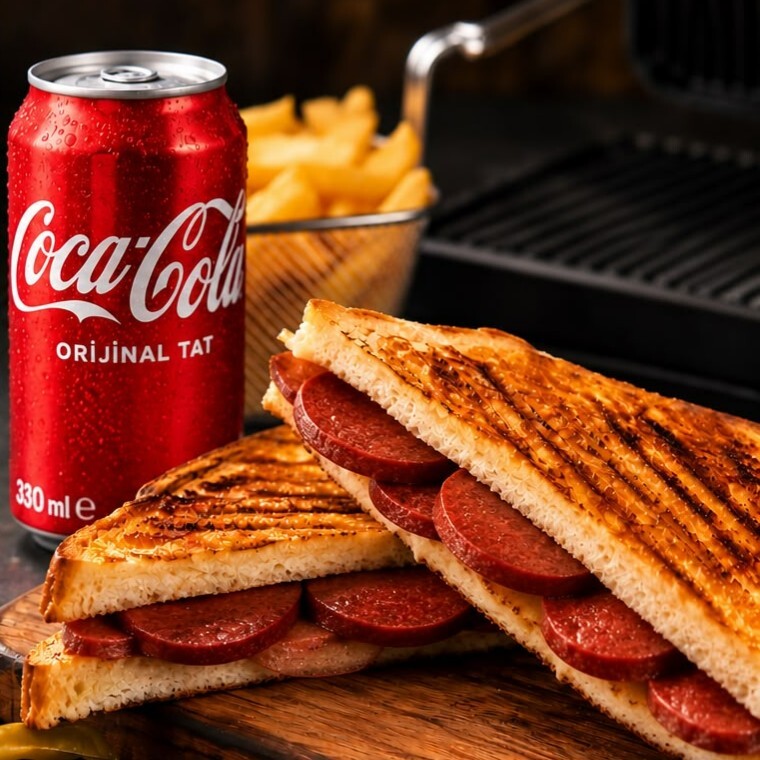 Sucuklu Tost Kolalı Menü