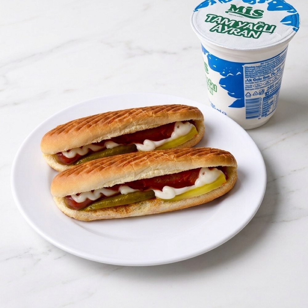 Menü 4 Sosisli Keyfini Katla Duble Sosisli ve Ayran Lezzeti