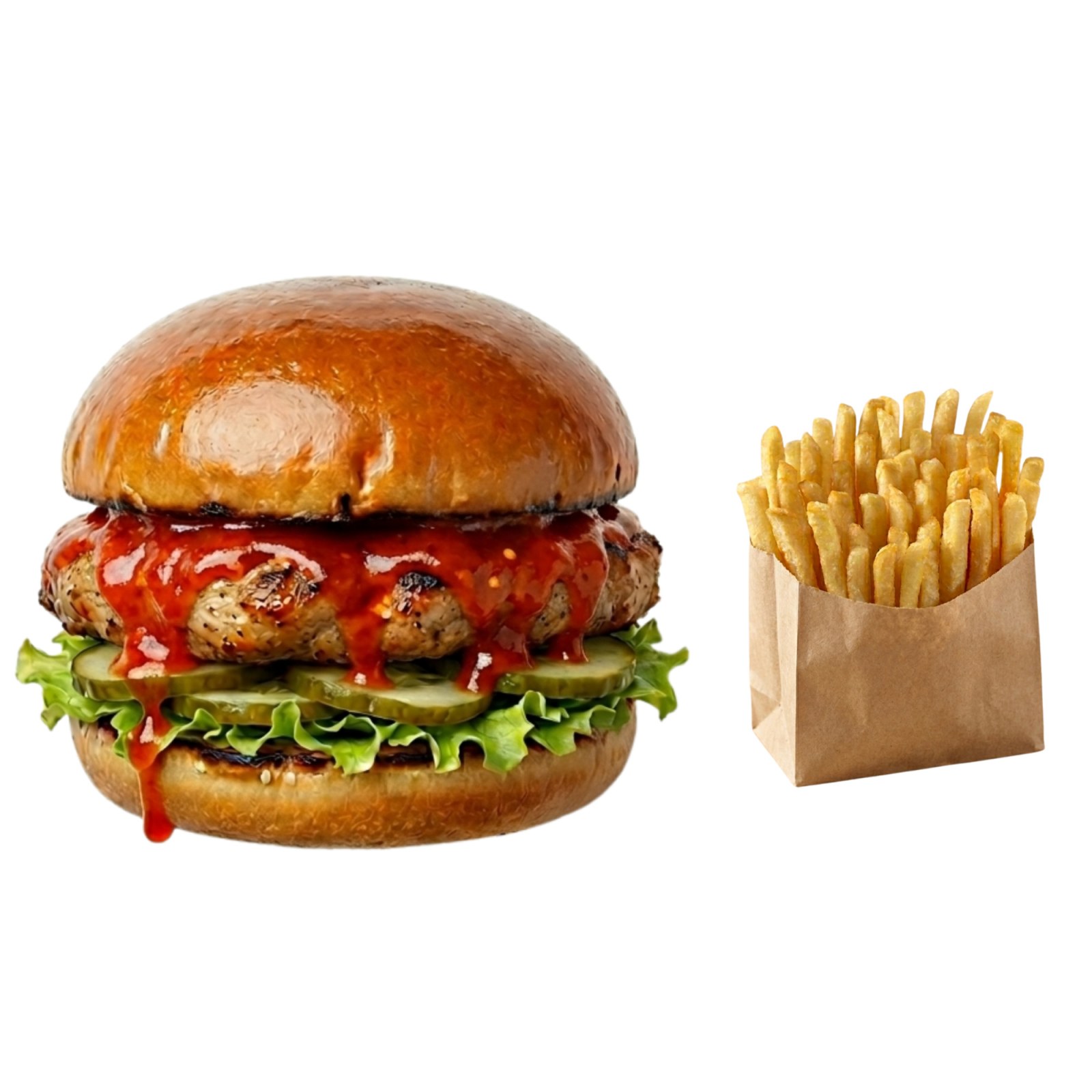 Louisiana Chicken Burger+Patates Kızartması