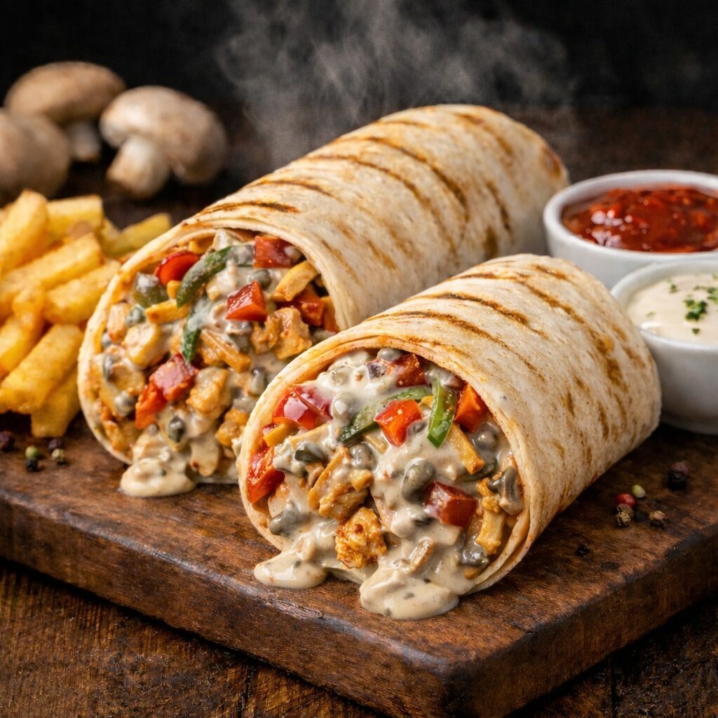 Tavuk Döner Dürüm Kremalı Mantar Soslu