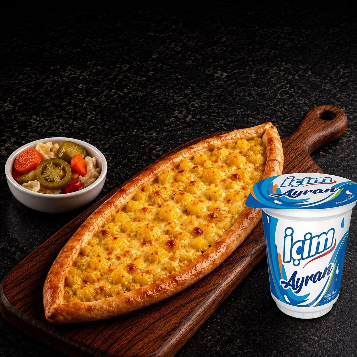 45 cm Boyutunda Patatesli Kaşarlı Pide Menü