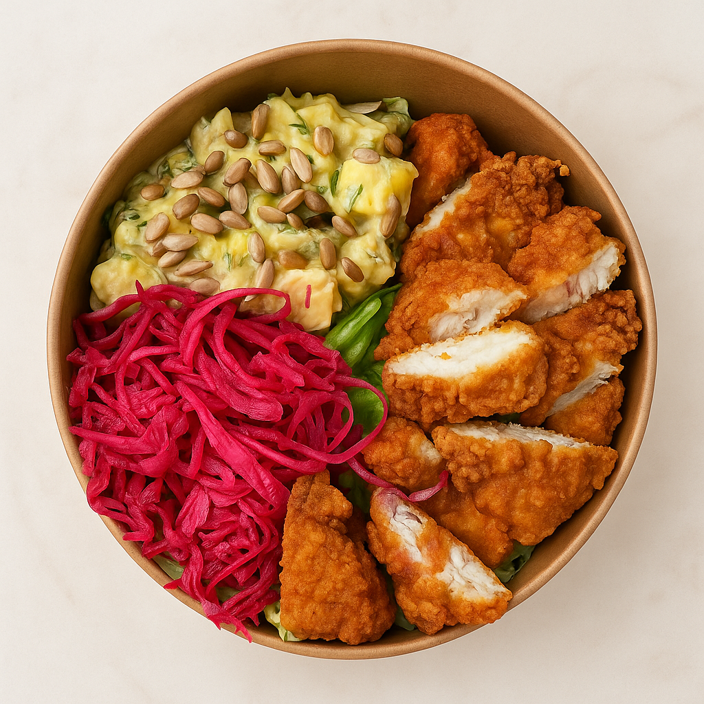 Çıtır Tavuklu Hardallı Patates Salatası