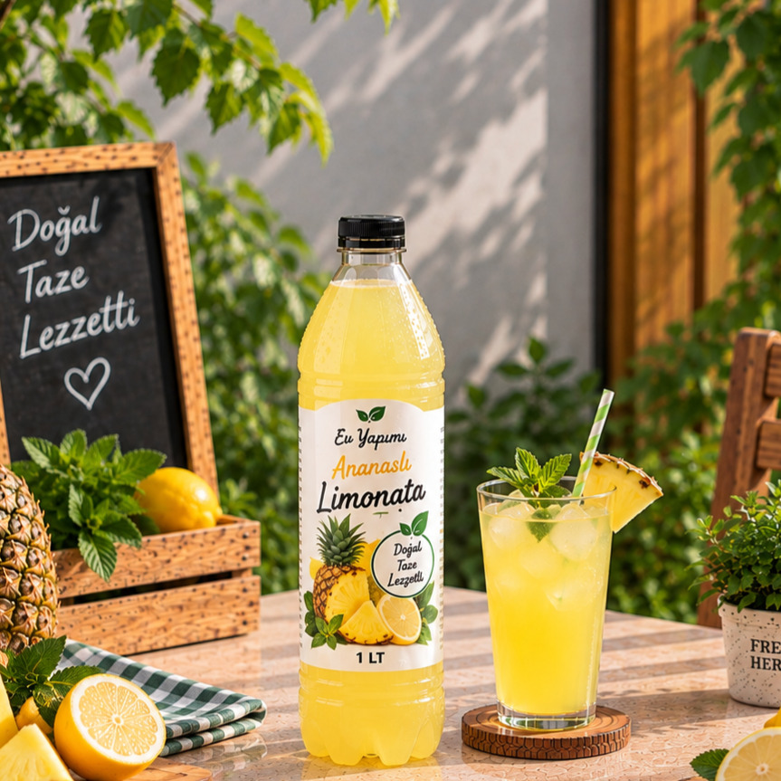 Ev Yapımı Ananas Aromalı Limonata 1 Lt