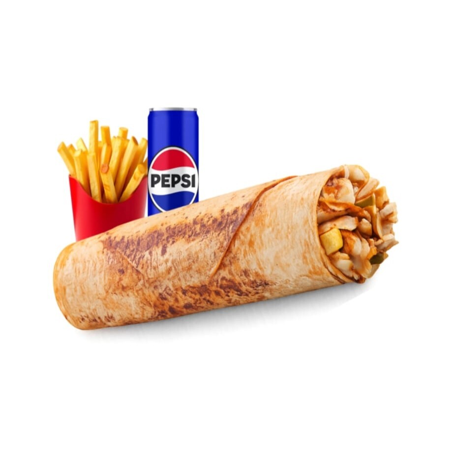 Hatay Usulü Tavuk Döner Dürüm Menü (100 gr.)