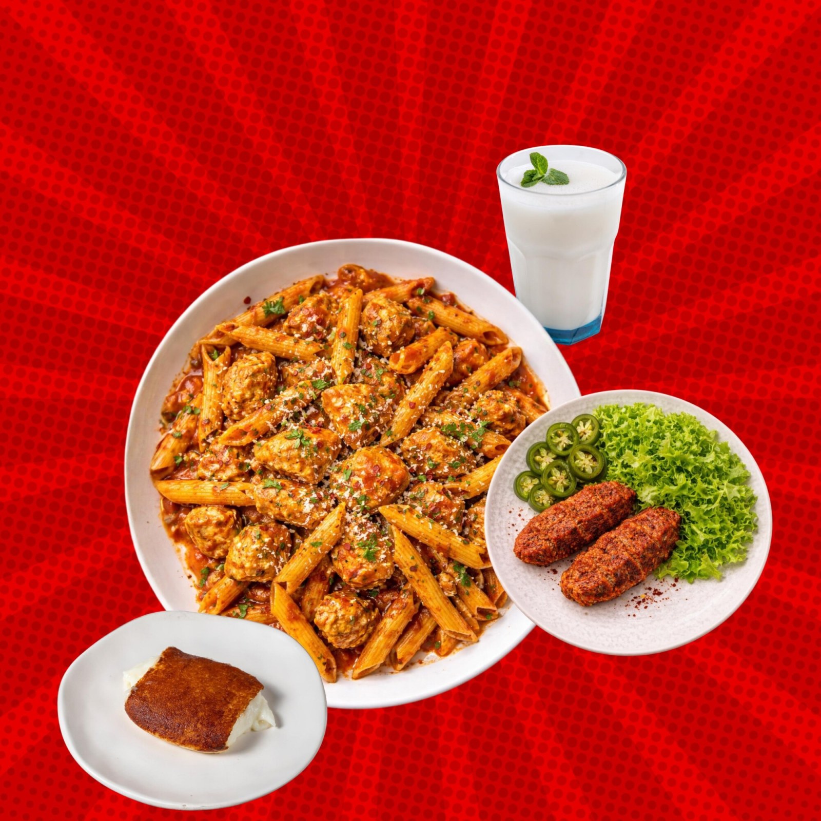 Domatesli Tavuklu + Tatlı + İçecek
