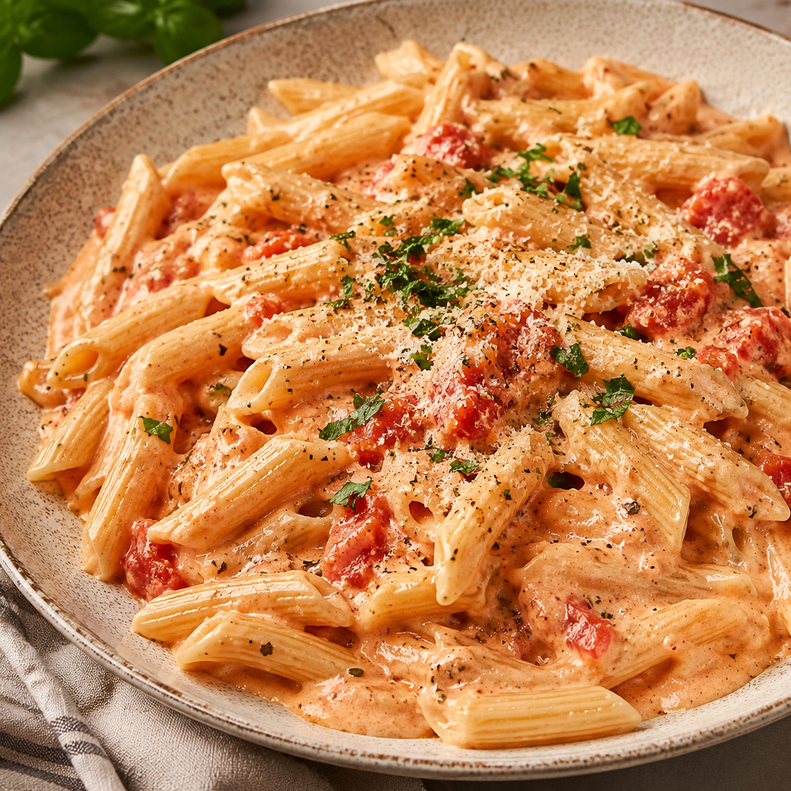 Napolitan Soslu Kremalı Penne Makarna