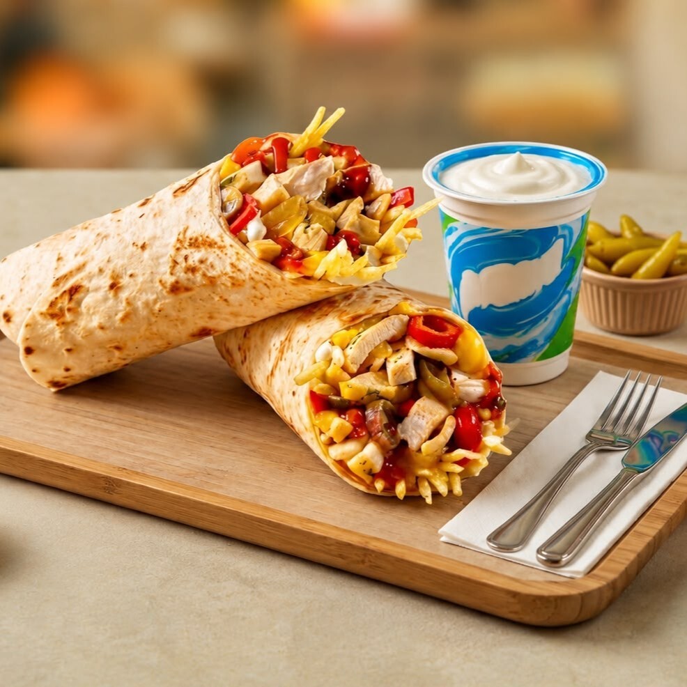 Tavuk Döner Dürüm + Ayran Menü