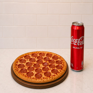 Büyük Boy Sucuklu Pizza & Kutu İçecek (330 Ml)