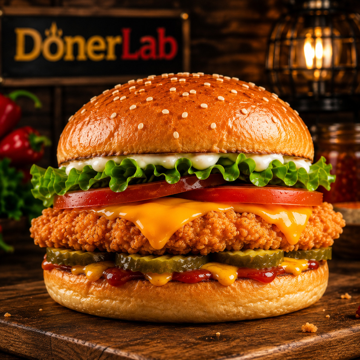 Cheddar Tavuk Burger (90 Gr.)
