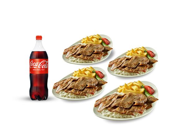4 Adet Pilav Üstü Döner +1 Lt Cola