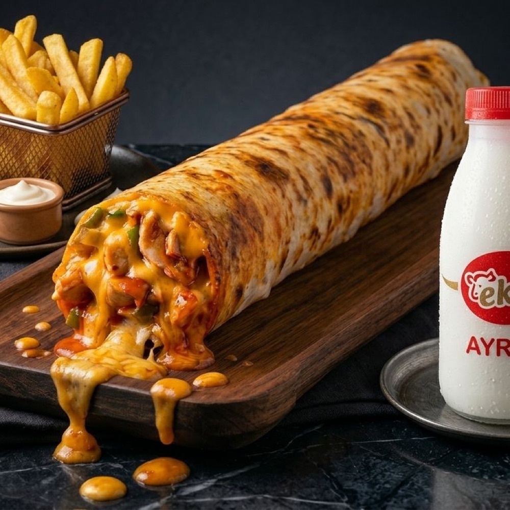 Zurna Dürüm Cheddarlı Ayranlı Menü ( 200 Gr )