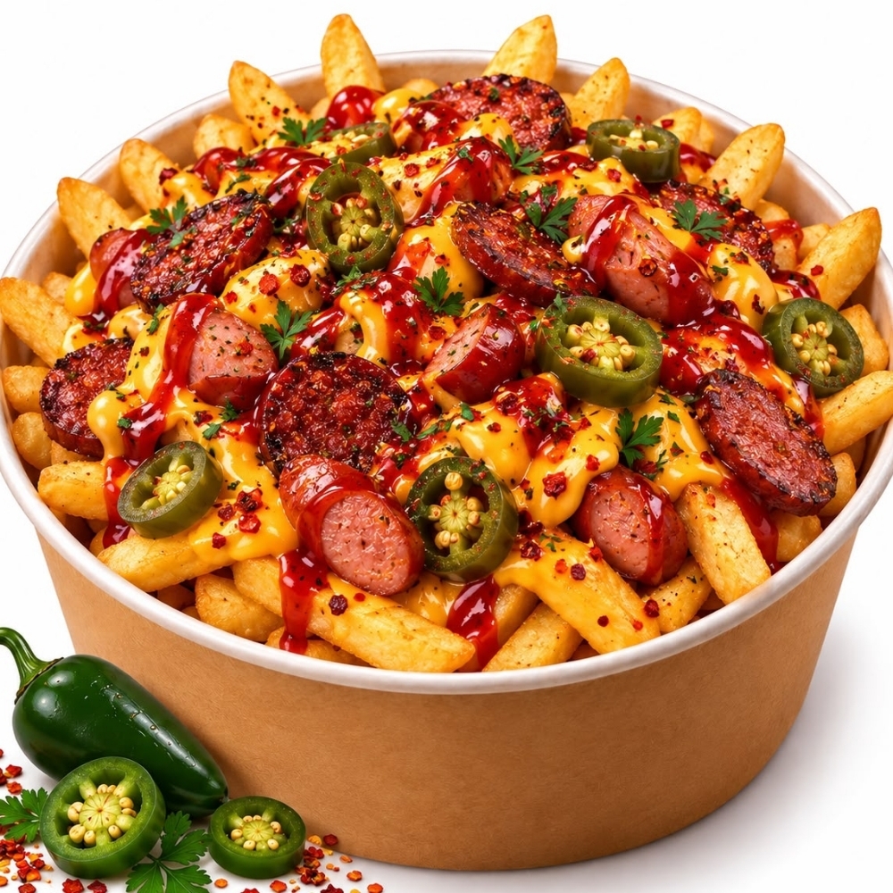 Acılı Sucuklu Sosisli Fries