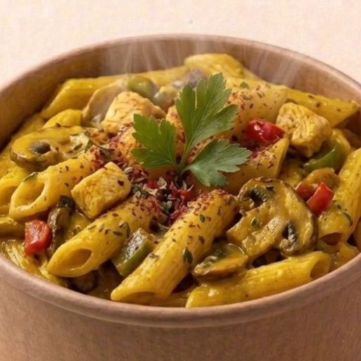 Kovada Cheddar Soslu Tavuklu Makarna