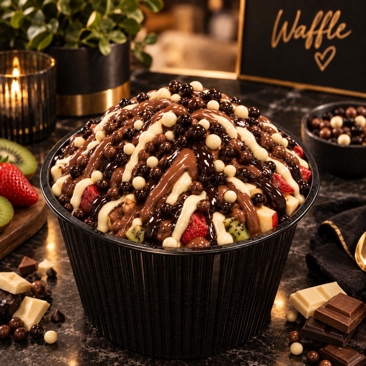 Double Çikolata Soslu Waffle Cup