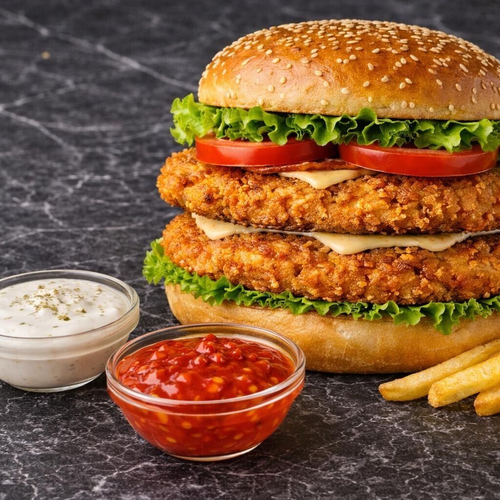 Double Tavuk Burger (Büyük Boy)