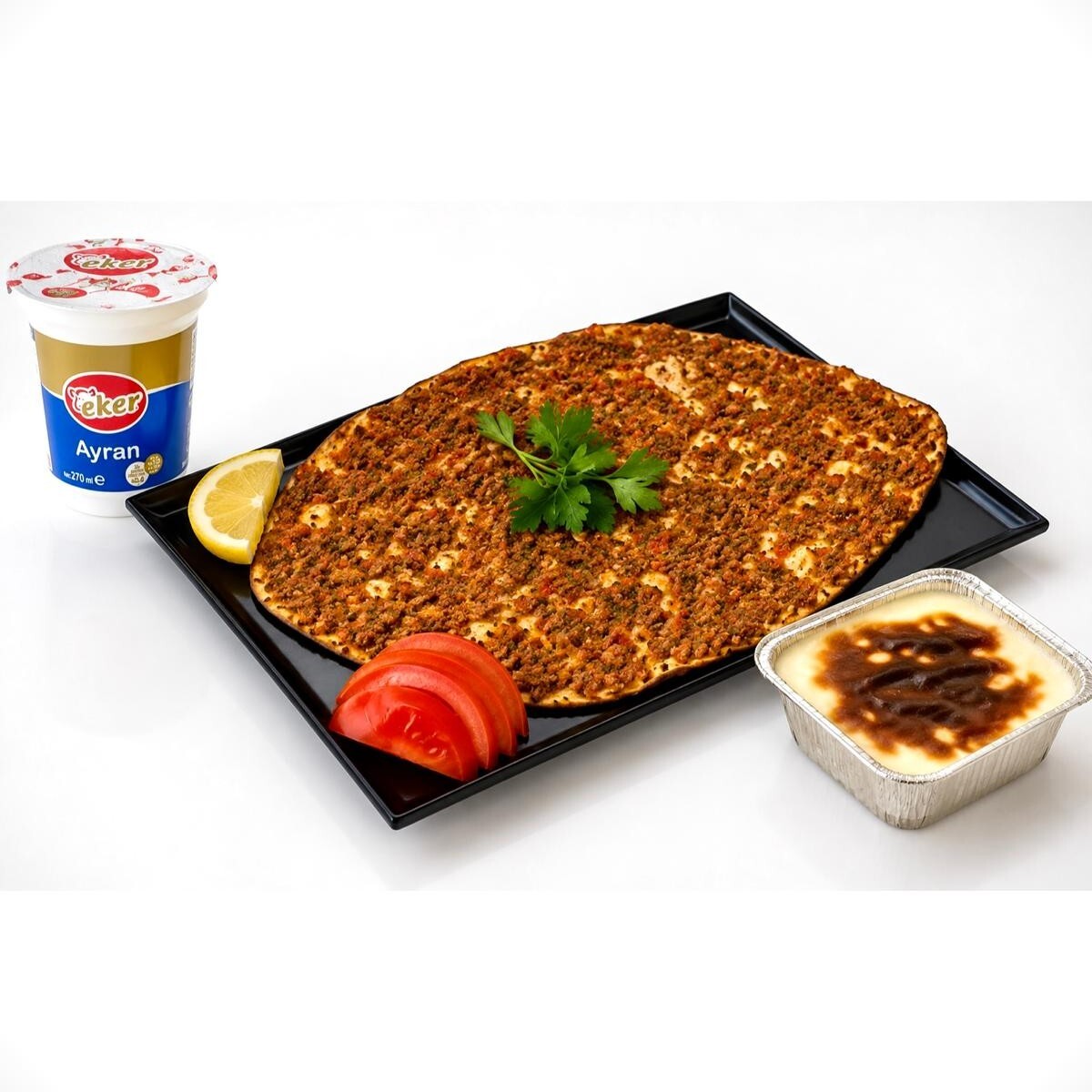 3 Adet Lahmacun + 1 Adet Büyük Bardak Ayran + 1 Adet Sütlaç