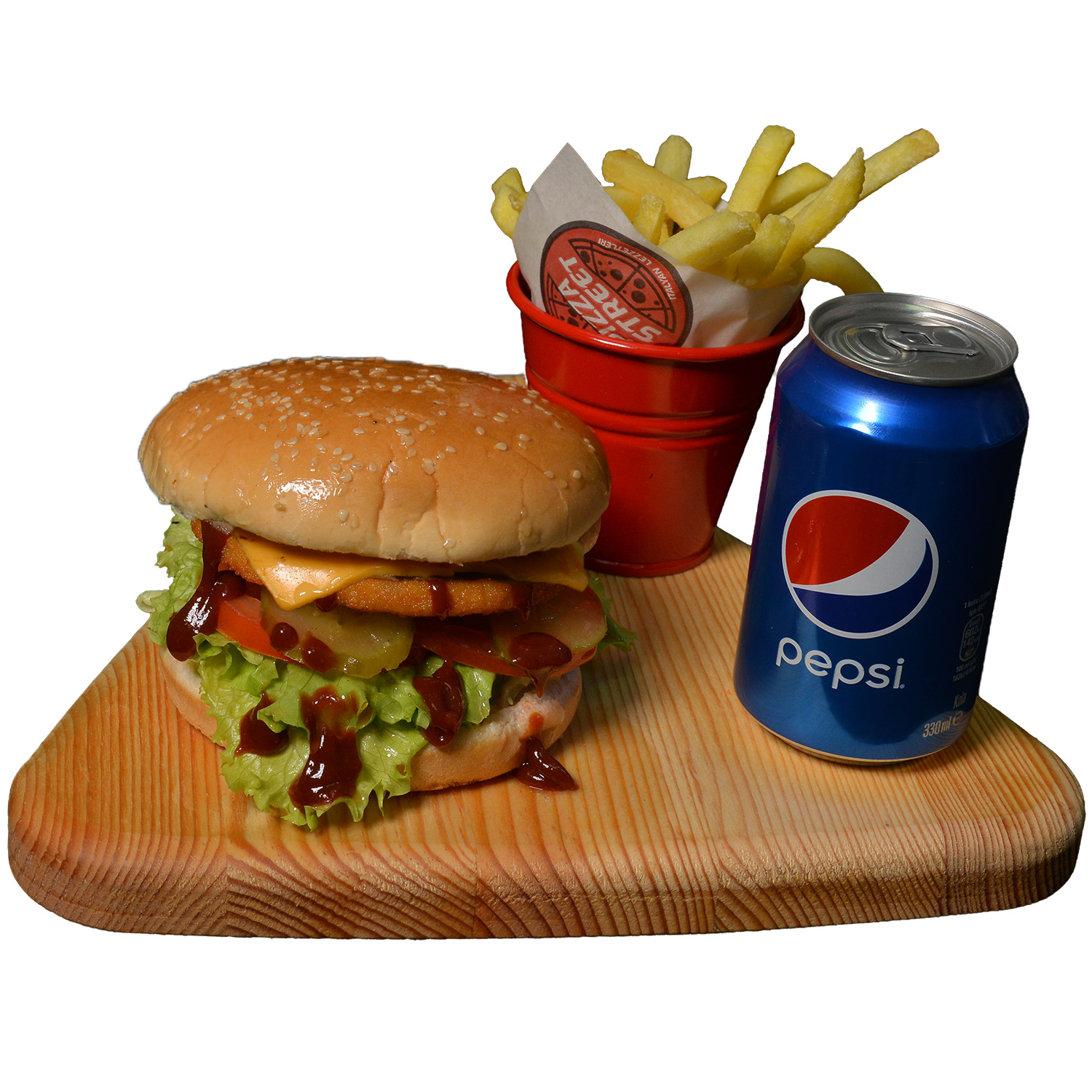 BBQ Chicken Cheese Burger Menü