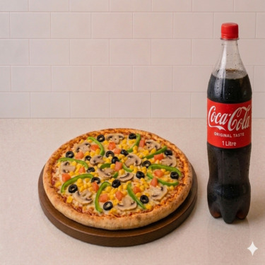 Büyük Boy Sebzeli Pizza & 1 Lt İçecek