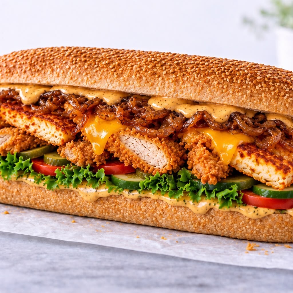 Cheddarlı Çıtır Tavuk Sandviç