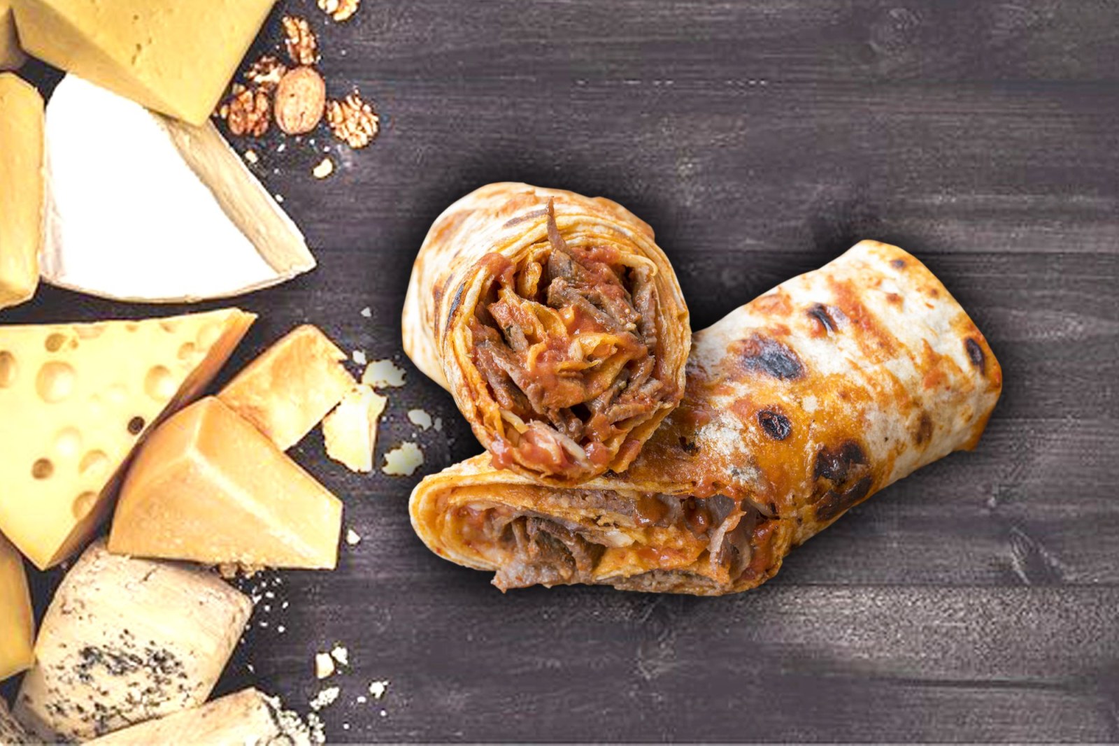 Mantarlı Kaşarlı Et Döner Dürüm