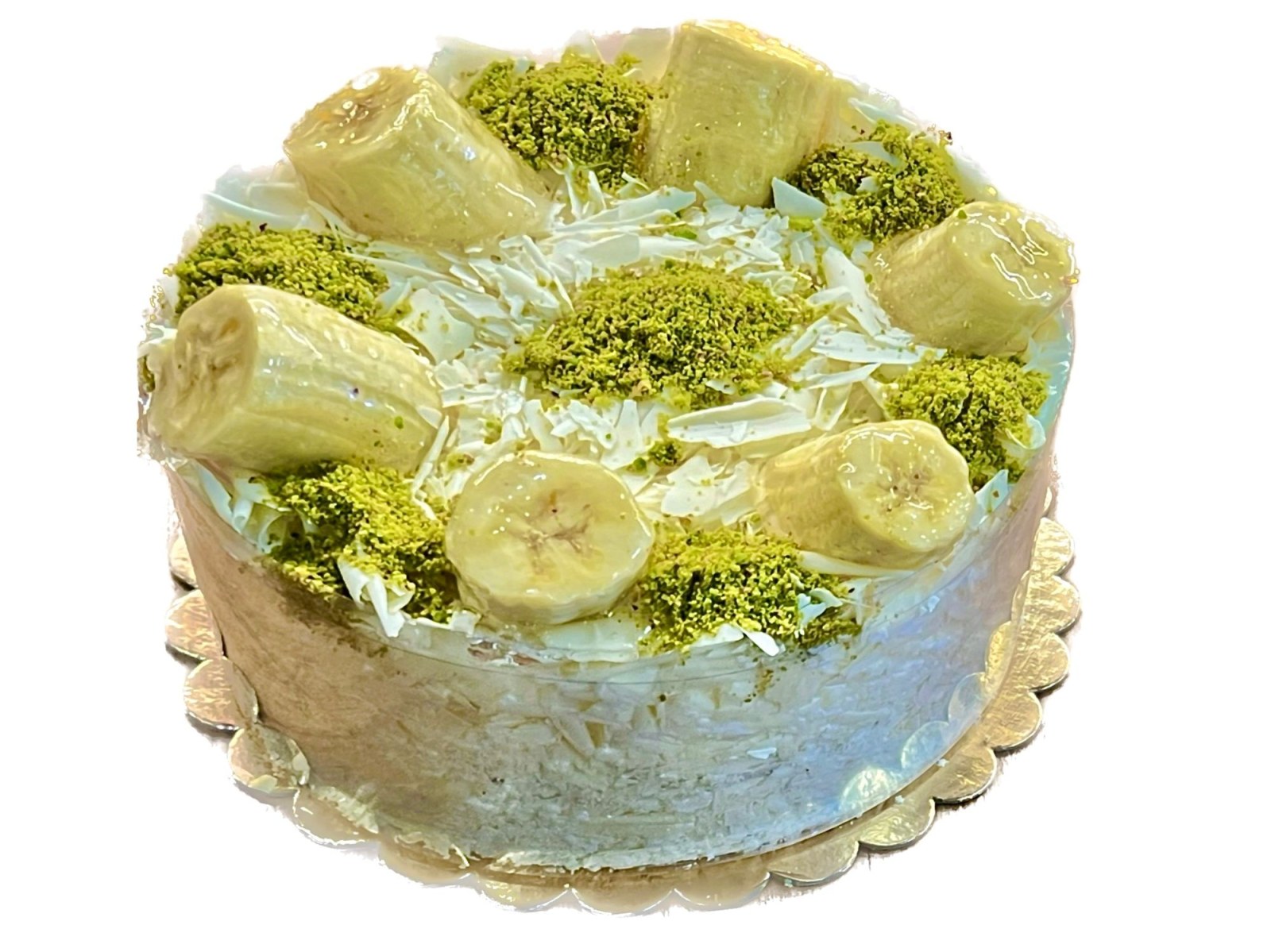 Beyaz Kremalı Muzlu Fıstıklı Pasta (3-4 Kişilik)